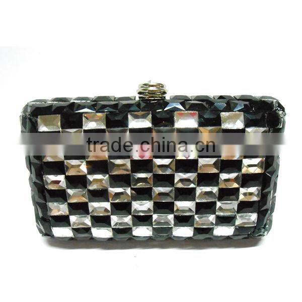Matching metal frame clutch bag