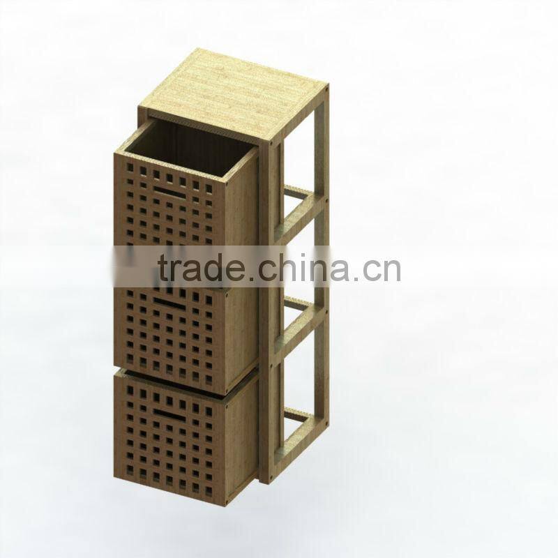 multilateral combination slotted bamboo display shelf