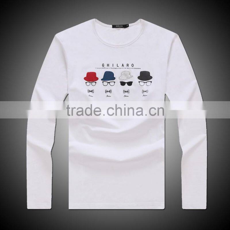 Men's long sleeve t shirt( 95%cotton 5%spandex )digital t shirt printing machine