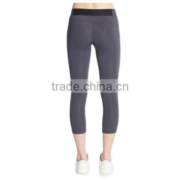 plain cool sport leggings gym leggings yoga wear with mesh fabric insert