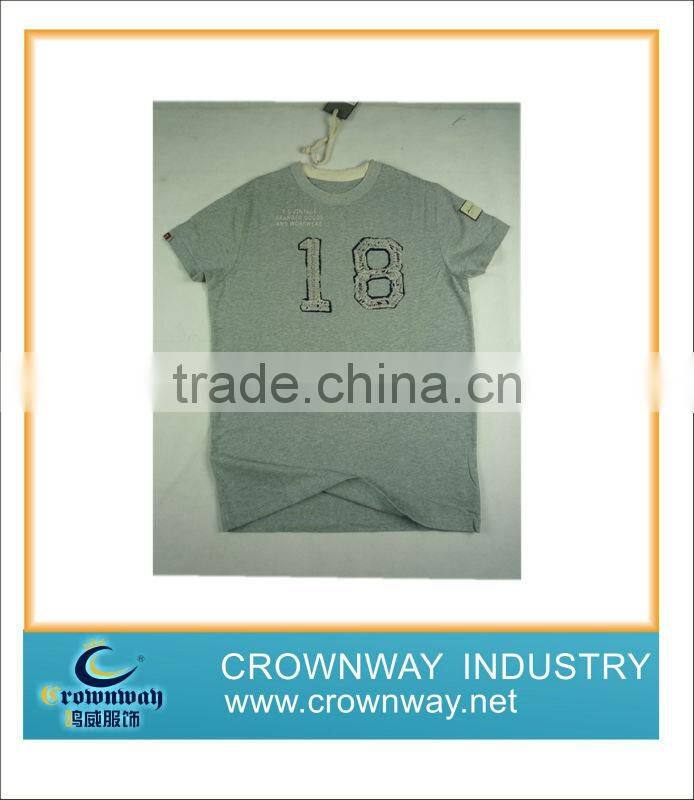 Mens snow wash with raw edge and dull embroidery design t-shirt