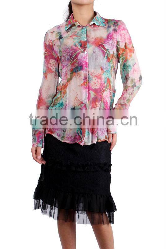 2015 new arrival fabric tiered skirt with mesh lining