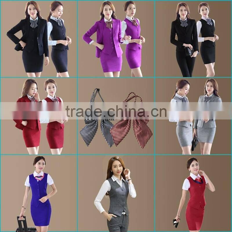 Custom fashion women unifiorm suit 3 pieces for hotel/ office/ long sleeve uniform
