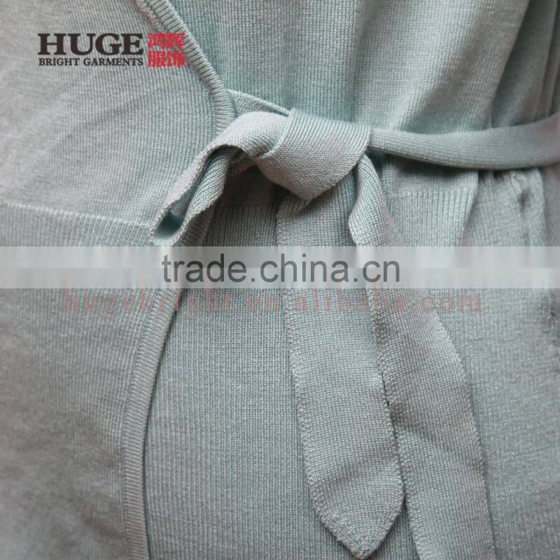 2017 OEM Green Ladies Knitted Cardigan Sweater