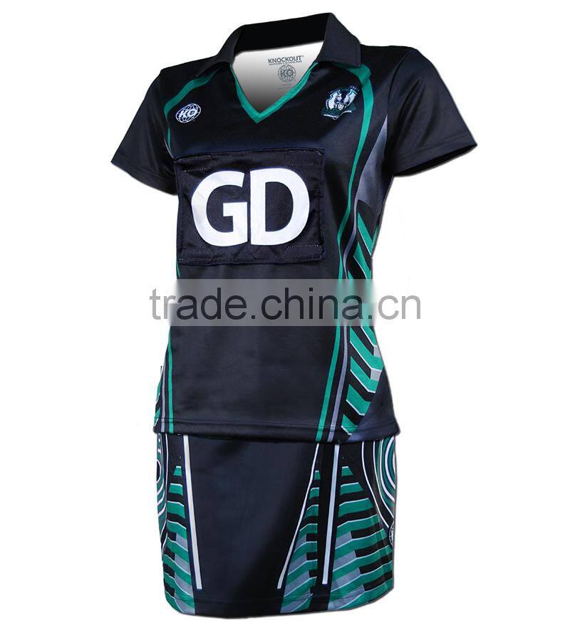 Wholesale custom girls sexy sublimation sport netball uniform dress, netball jersey skirts