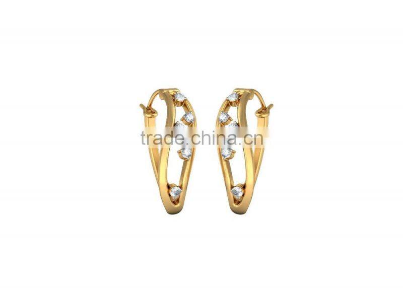 18K gold plated latest designs zirconia hoop earrings