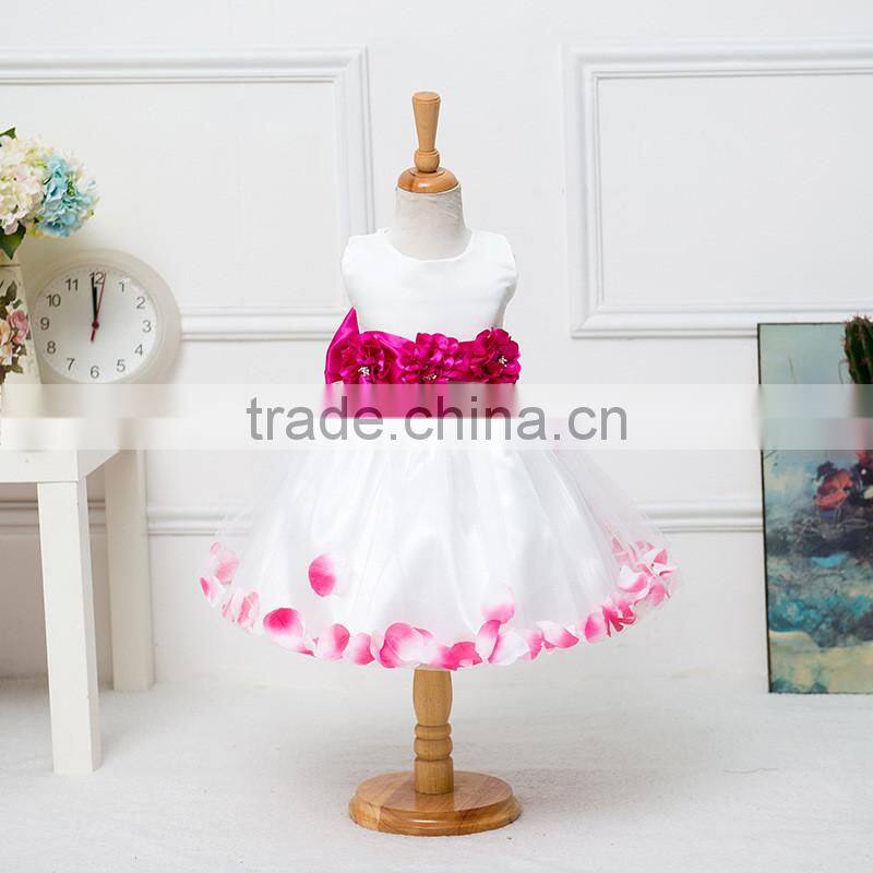 MGOO Dress Manufacturer Satin Kids Wedding Flowers Girl Dress Latest Design Baby Frock Party Dress c12