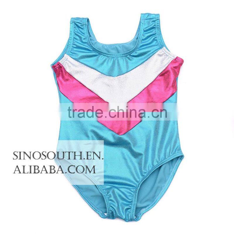 2017 One-piece Shining Double-V Gymnastics Athletic Leotard for Little Girls