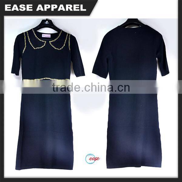 A chunky sweater tunic featuring a wide horizontal stripes,Ladies winter long sweater