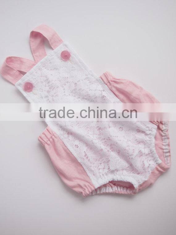 Pretty Fully Lined Lace Panel Linen And Lace Carters Playsuit Romper Jumpsuit