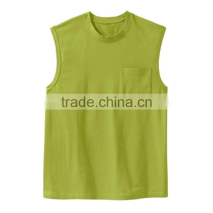 Wholesale Sleeveless Custom Design Blank 100% Polyester T-shirt With Pocket