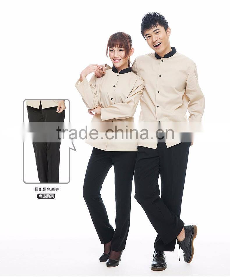 Juqian 2016 custom design restaurant hotel waiter waitress uniform