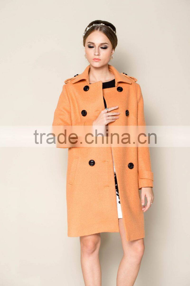 2015 latest plain high end long style women's winter warm long coat jacket