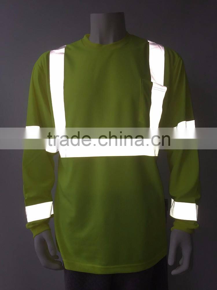 Polyester micro mesh long sleeve chest pocket wicking protective t-shirt