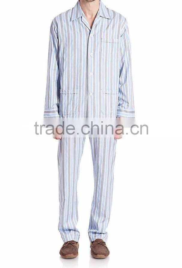 Hot selling stripes wholesale cotton pajamas sleepwear for men's