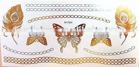 2015 hot sale gold and silver flash tattoo sticker