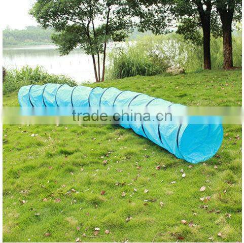 Long blue oxford cat tunnel with handing bag for pets traning toy