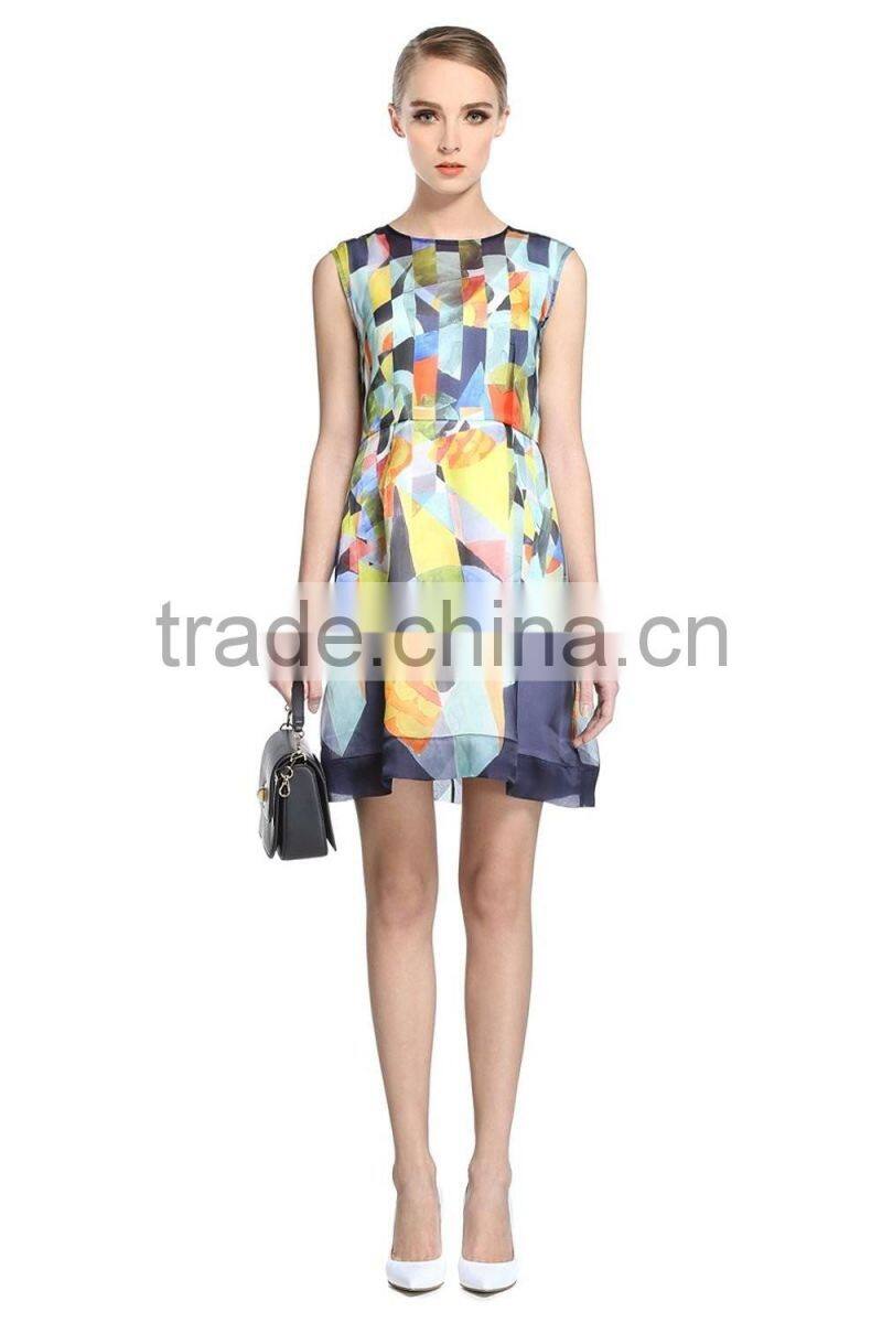 Gilrs chiffon printing dress trend