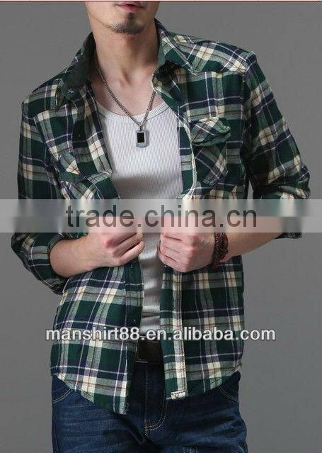 Latest design fancy 100%Cotton Single velvet Checked thickening Shirt for men with spread collar S,M,L,XL,XXL