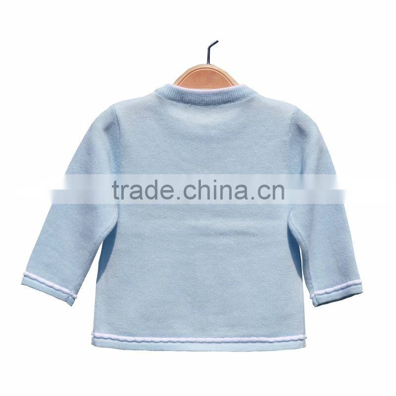 Long Sleeves Argle Pattern Round Collar Baby Cardigan Sweater