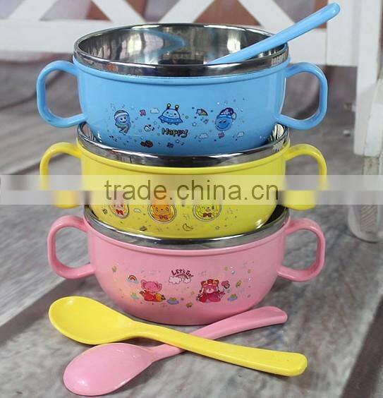 Stainless Steel Baby Rice Bowl with Spoon Set for Promotion