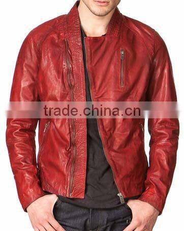 Bike leather jacket hight quality sheep skin slim fit