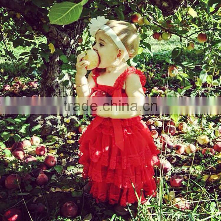 Wholesale boutique summer rustic floral lace girls dress vintage M5061815