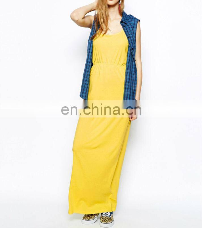 CHEFON Only Jersey yellow maxi dress