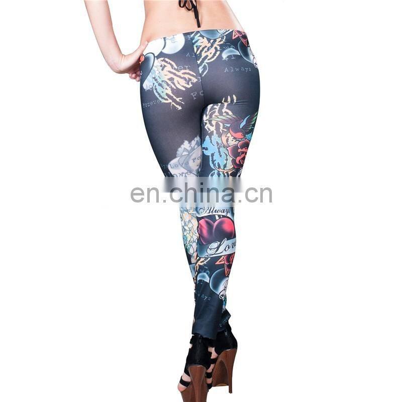 Newest printed seamless tatoo design leggings