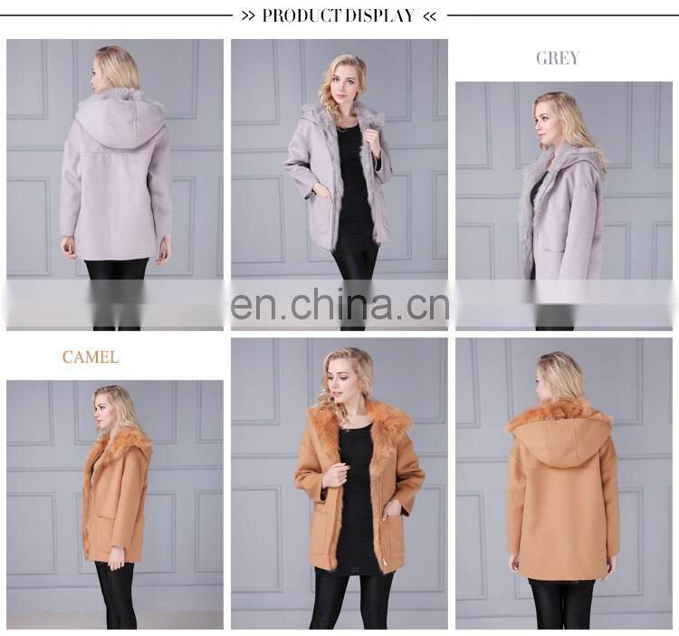 Korean style new arrival grey 100% cashmere wool coat