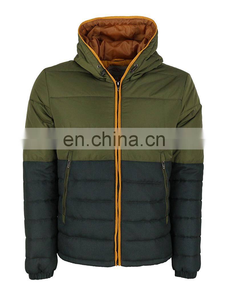 Outdoor sport man winter jacket wear and gentleman padding jacket with hood