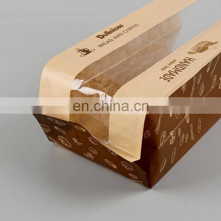 High Quality Cheap Hot Sealing Greaseproof Kraft Paper Bread/Coffee Packaging Paper Bags With Window