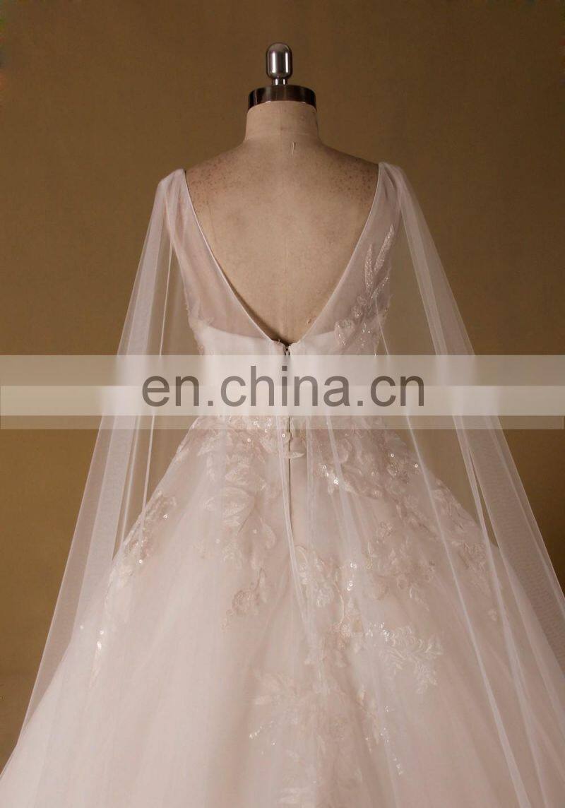 Cape Style Camo Cinderella Eiffel Wedding Dress