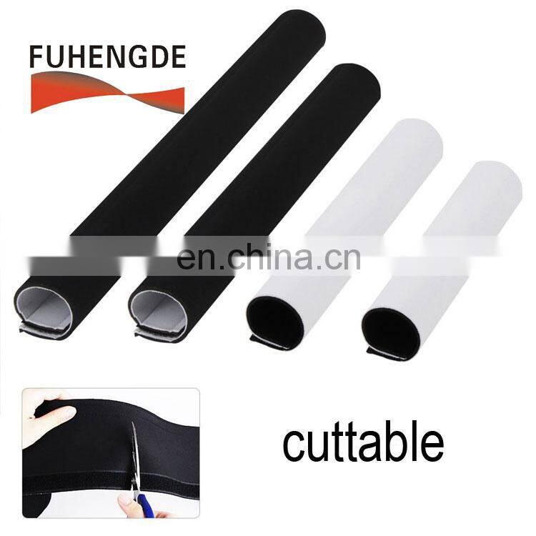 Hot selling backed hot glue welding neoprene cord organizer cable tidy sleeve
