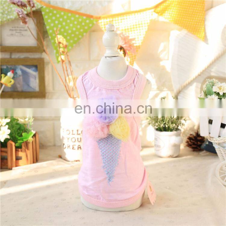 Wholesale big flowers pet clothes tank top dog shirts summer