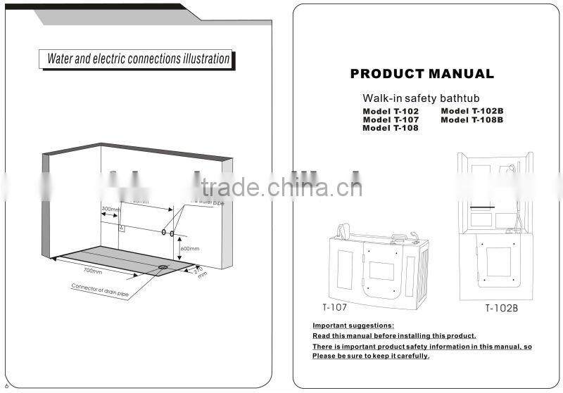 Acrylic Transparent Bahtub For Disabled Old People Bathtub