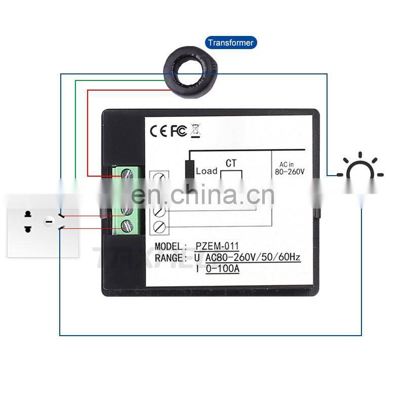 AC Single Phase Digital Electric Power Meter Wattmeter 80-260VAC 100A Khw Energy Meter with CT coil Multimeter Ammeter Voltmeter