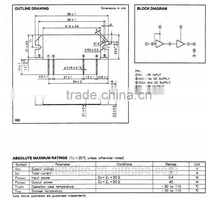M57710-A 156-160MHz 12.5V 30W FM MOBILE RADIO Module