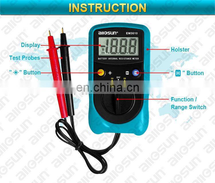 all-sun EM3610 Battery Internal Resistance Tester Meter Battery Voltage Temperature Coefficient Automotive Tester