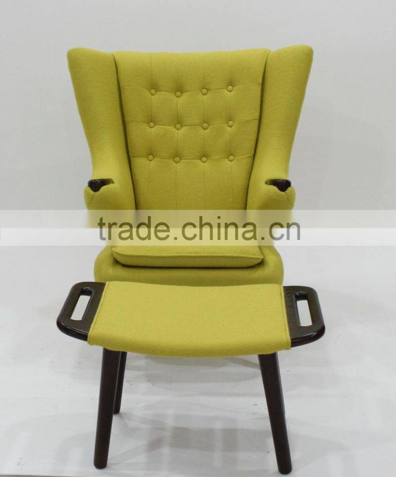 Top quality fiberglass teddy bear chair with ottoman designed by Hans J. Wegner