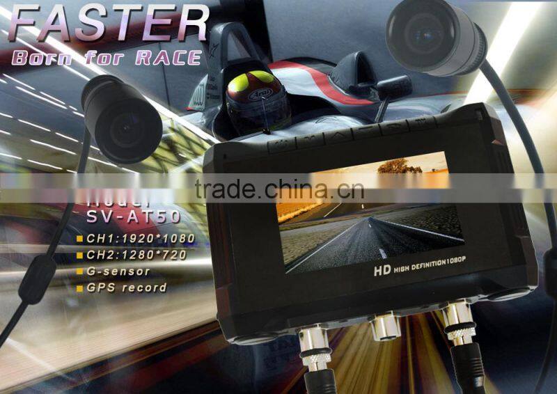 Two channel and two lens 2.7inch screen with GPS and G-sensor racing Car DVR camera