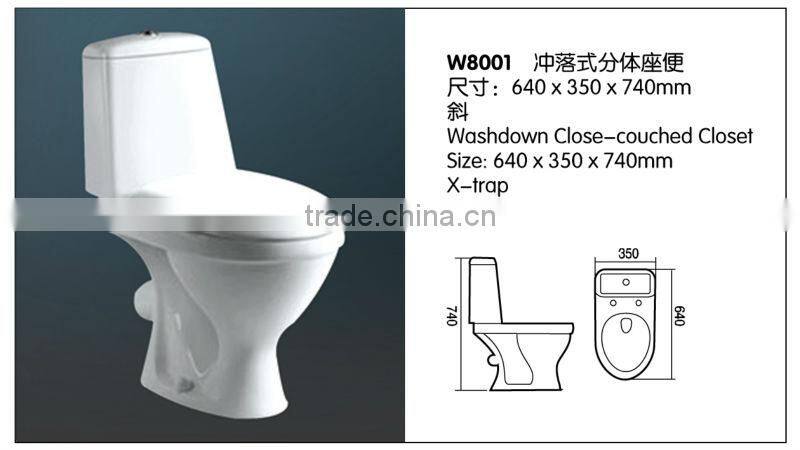 Made in China santary ware washdown two -piece bathroom toilet W8001
