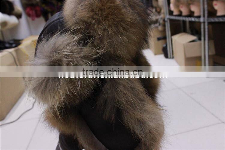 Fashion Warm Genuine Raccoon Fur Hat Russian Style Raccoon Bomber Hats For Ladies
