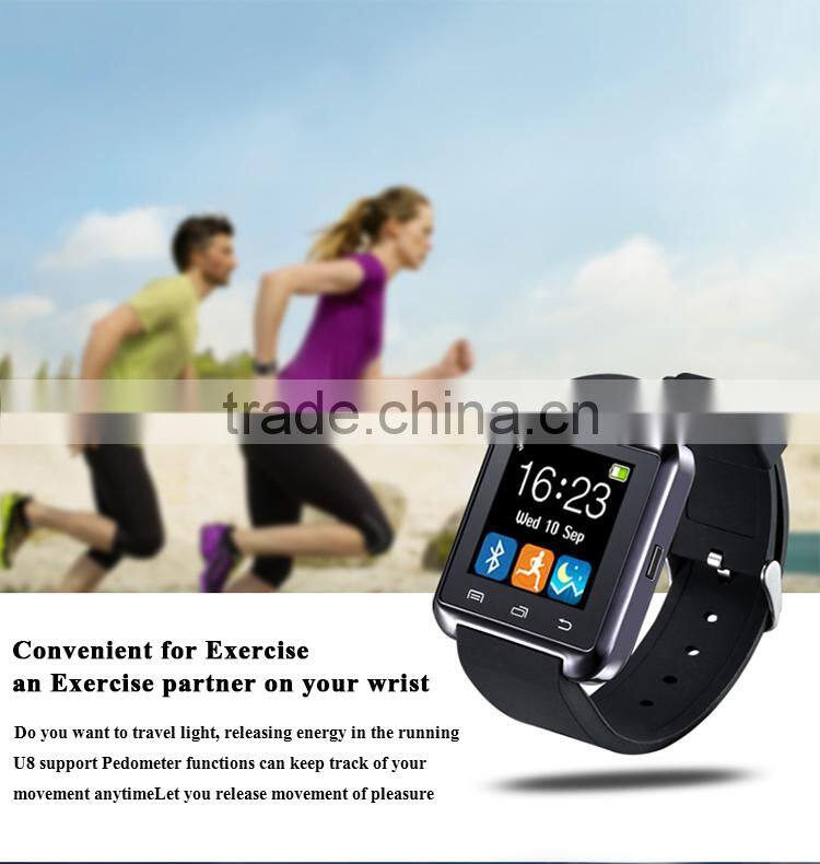 cheap promotion Wholesale Touch Screen Cheap Health Care Smart Watch U8 OEM Bluetooth For Android And IOS Wrist Watch