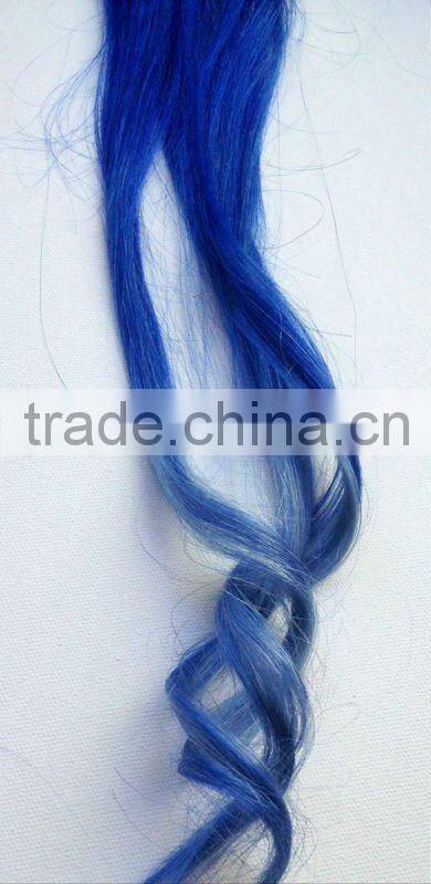 Tie Dye 100% Human Hair Extensions Blue And Purple Color