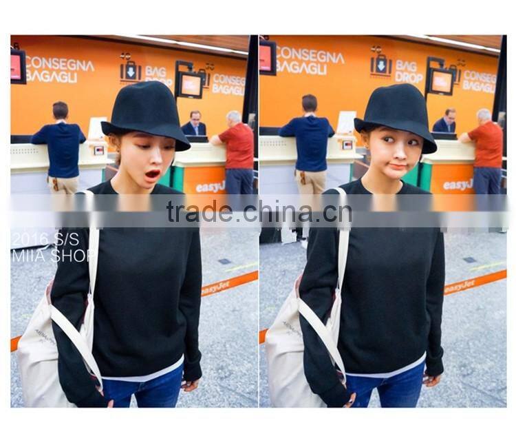 2016 Latest Leisure British Retro Rolled Brim Man Women Lady Real Wool Fedora Hat