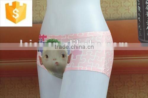 Cute cartoon Huba pattern laser cut panties, one piece sexy girl panty