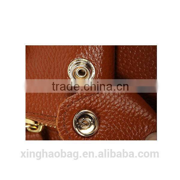 Genuine leather triangle shaped backpack for lady