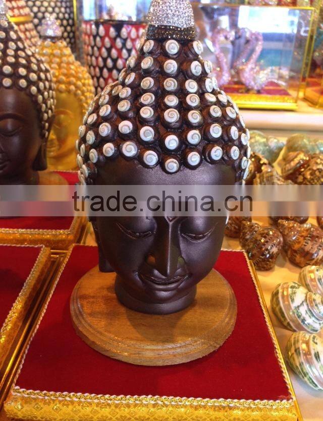 Thai Buddha statue Handmade shell with crystal on head
