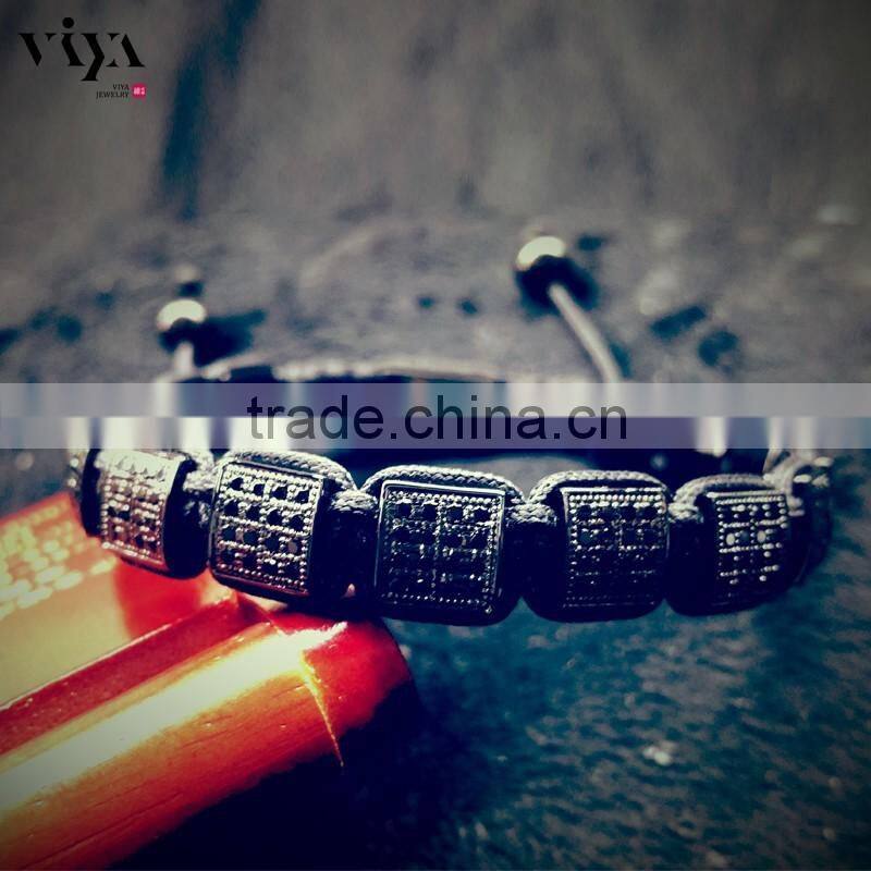 2016 royal blue natural square beads bracelets wholesale jewelry with round beads pendants unisex knotted accessory